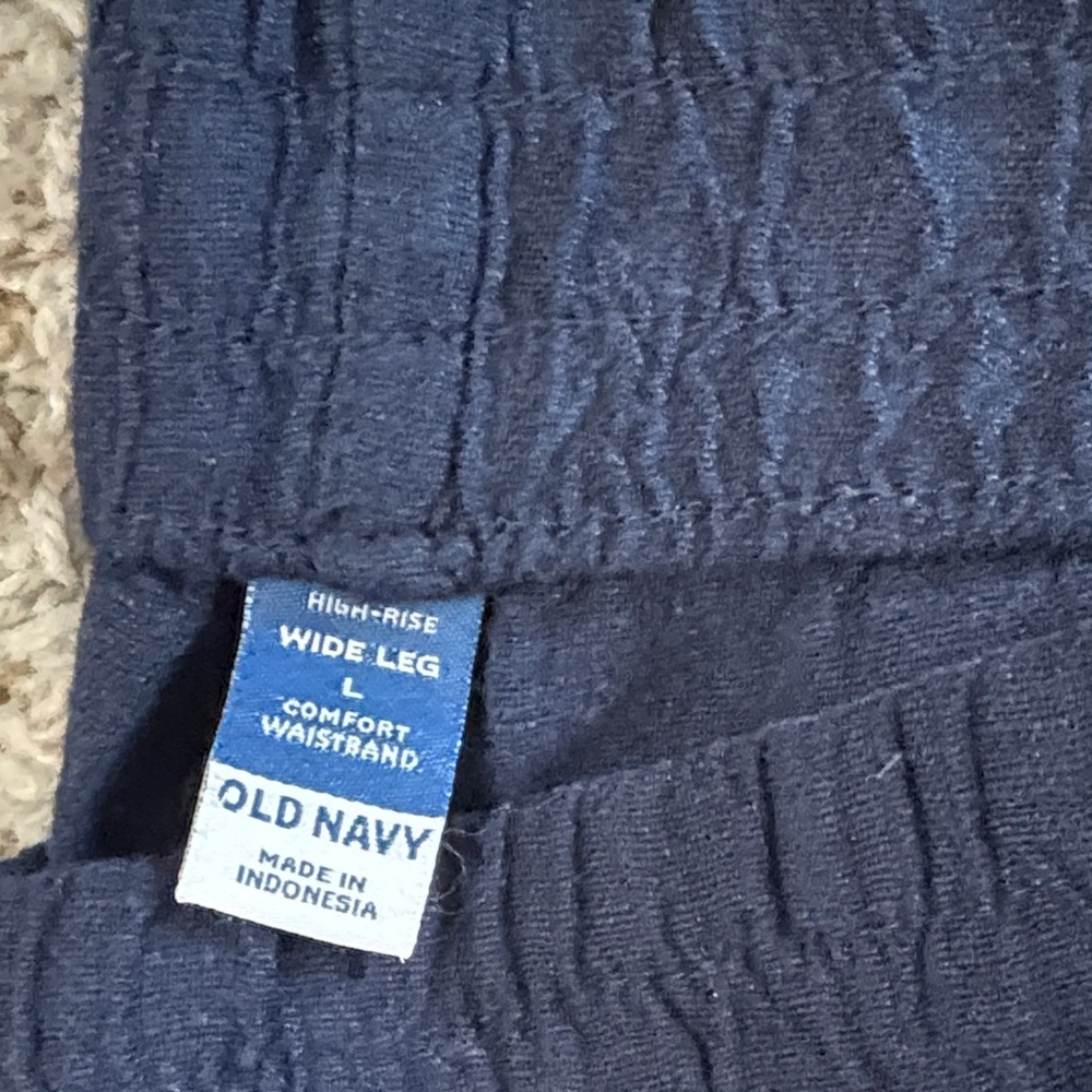 Old Navy Navy Blue Textured Wide-Leg Pants